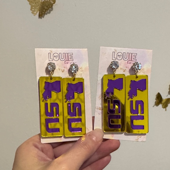 louie love Jewelry - LSU Gold and Purple Earrings